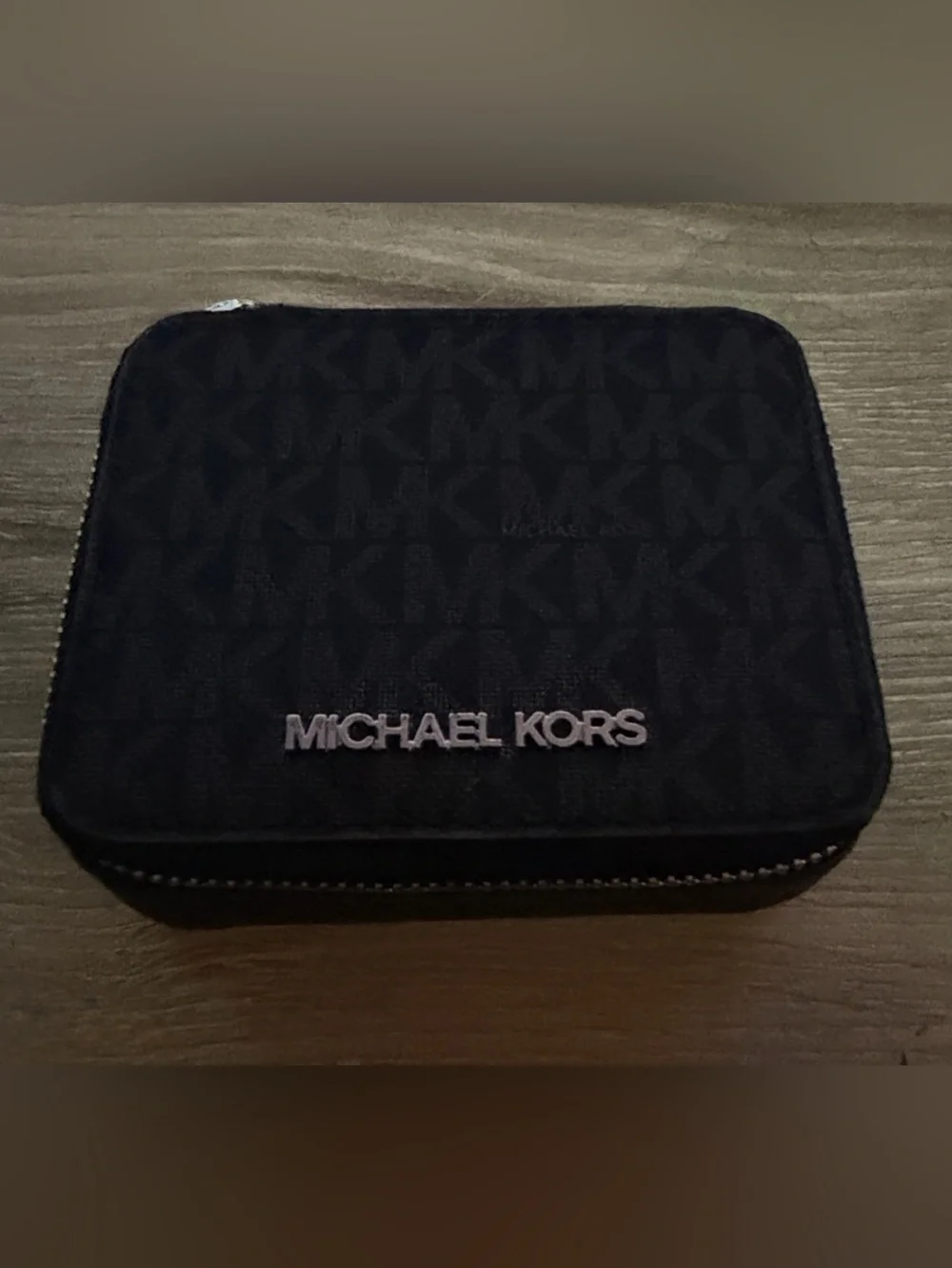 Michael Kors Black Signature MK Compact Jewelry Case